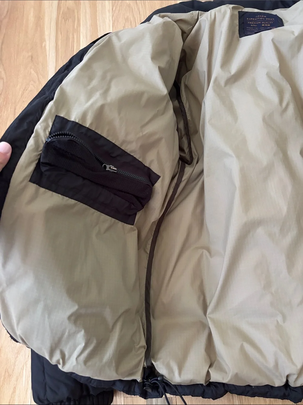 Black J.Crew Expedition Down compact weave puffer jacket size Small
